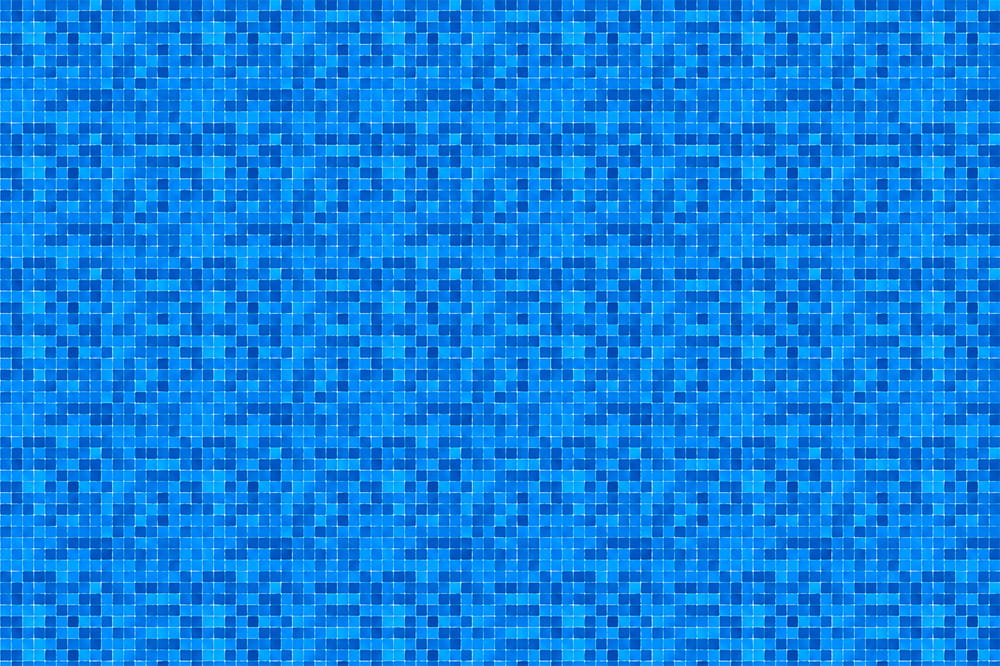 Mosaikfliesen in verschiedenen Blautönen, gleichmäßig angeordnet.